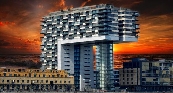 Landmark rhine river kölner building