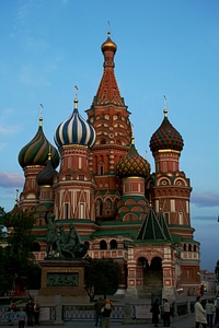 Red and white colorful cupolas towers photo