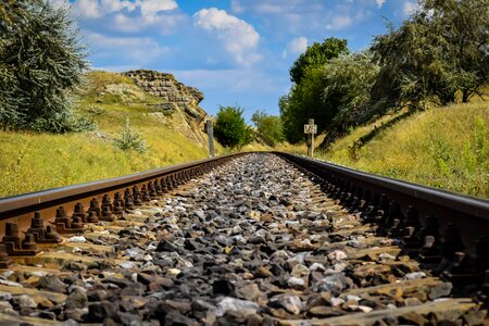 Line railroad train station photo