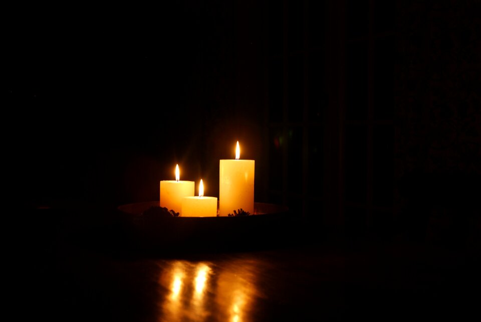 Burning candle romantic christmas