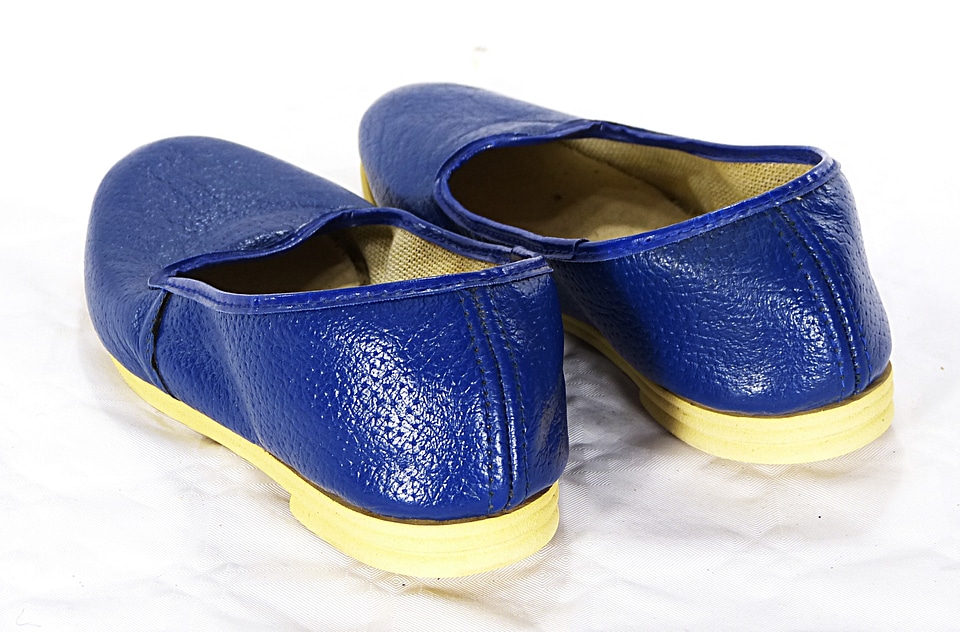 Blue slippers feet