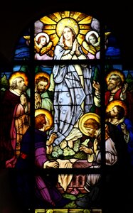 The queen of heaven church stained glass window photo