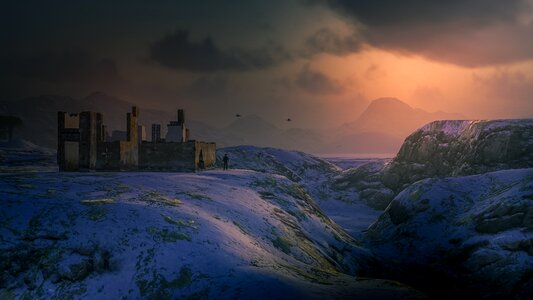 Landscape building sky