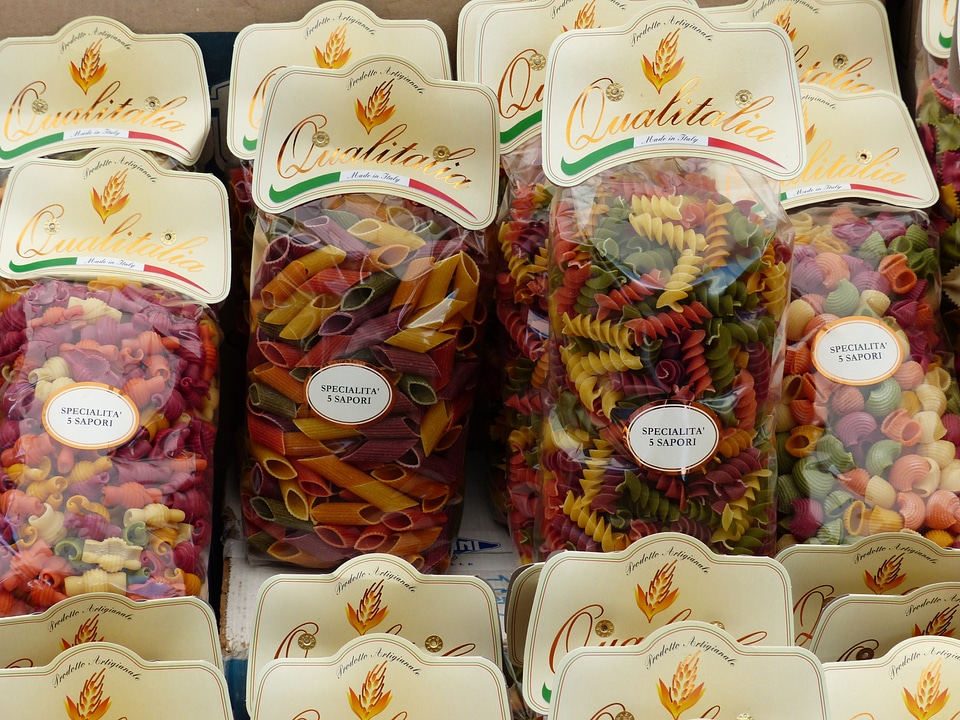 Color raw food pasta