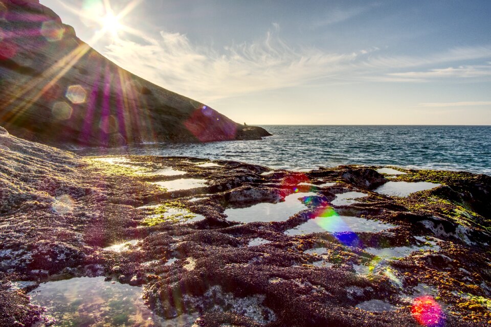 Sunset lens flare blue