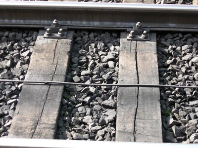 Railway railroad track gravel photo