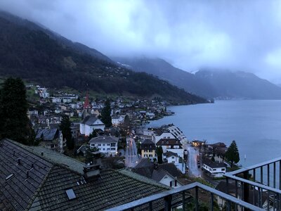 Small town switzerland morning photo