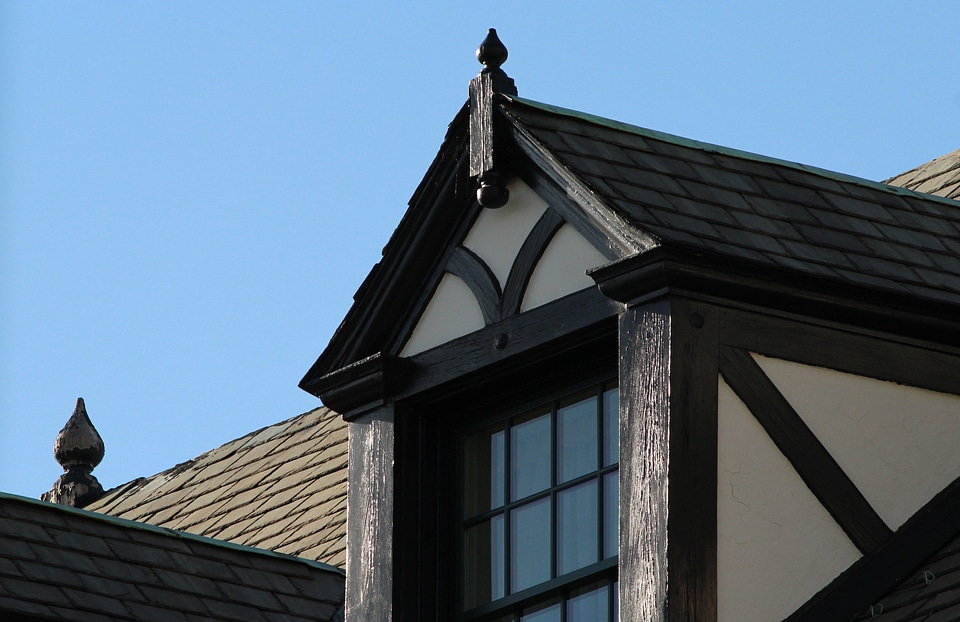 Slate tudor style building