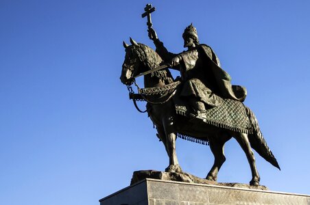On a horse cross sword