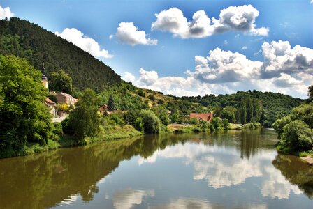 Blue sky reflection summer photo