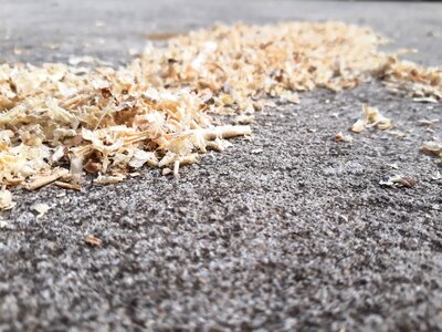 Saw dust dirty driveway
