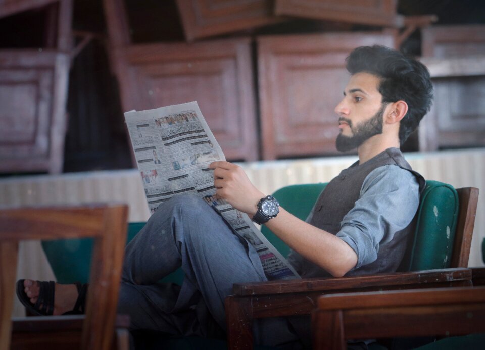 Young portrait newspaper