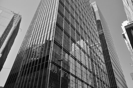 Commercial building building black white photo
