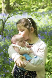 Newborn kiss girl photo