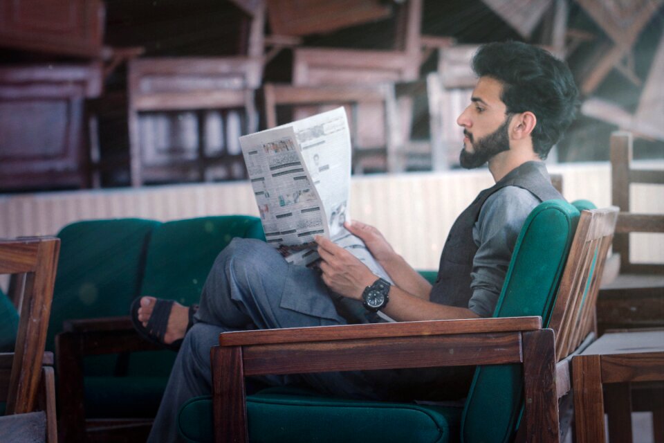 Young portrait newspaper