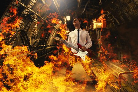 Hard rock guitar player hot photo