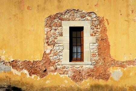 Old old windows wall stone photo