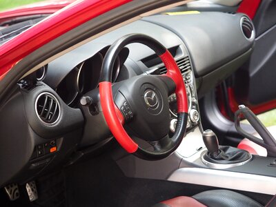 The dashboard steering wheel the gear lever photo