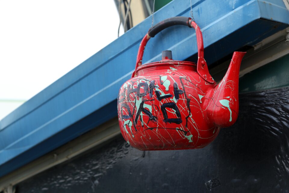 Red sake kettle the old kettle
