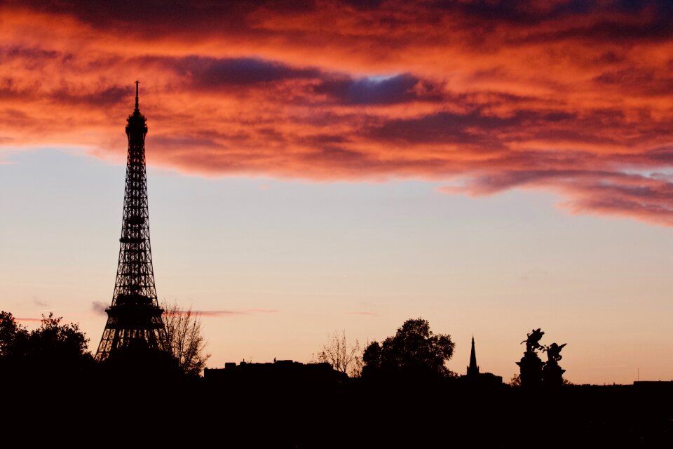 Eiffel tower sunset france