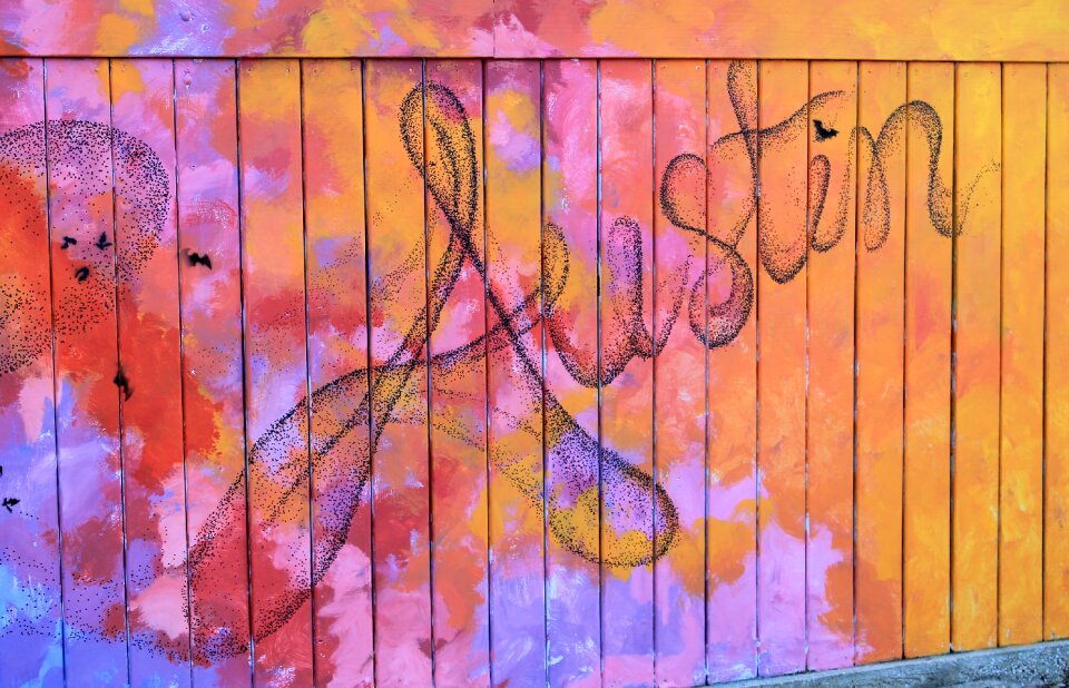 Sign painted fence