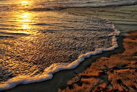 Ocean sunset beach sky photo