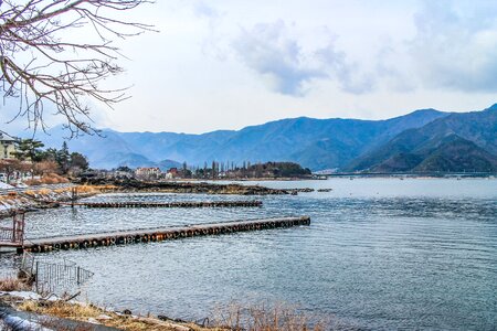 The scenery lake winter photo