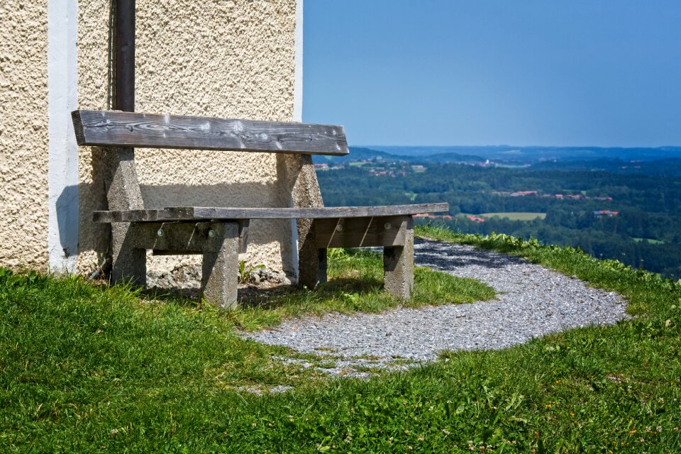 Sit wooden bench nature photo