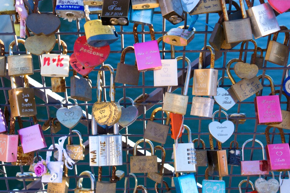 Lock railing love locks