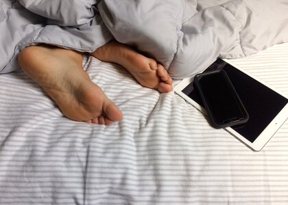 Sleeping bedroom technology photo