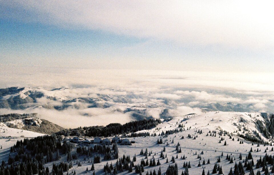 Snow mountains nature photo