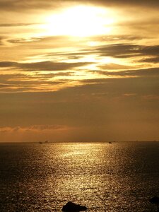 Sunset glow sea coast