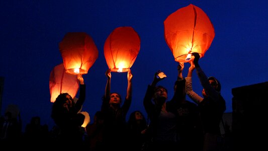Wish lanterns balloons celebration photo