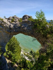 Arch rock mackinac island water photo