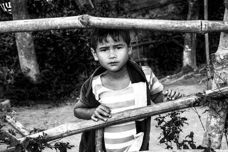 Black and white portrait street kid