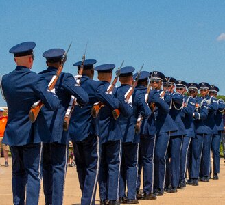 Solder marching blue gun photo