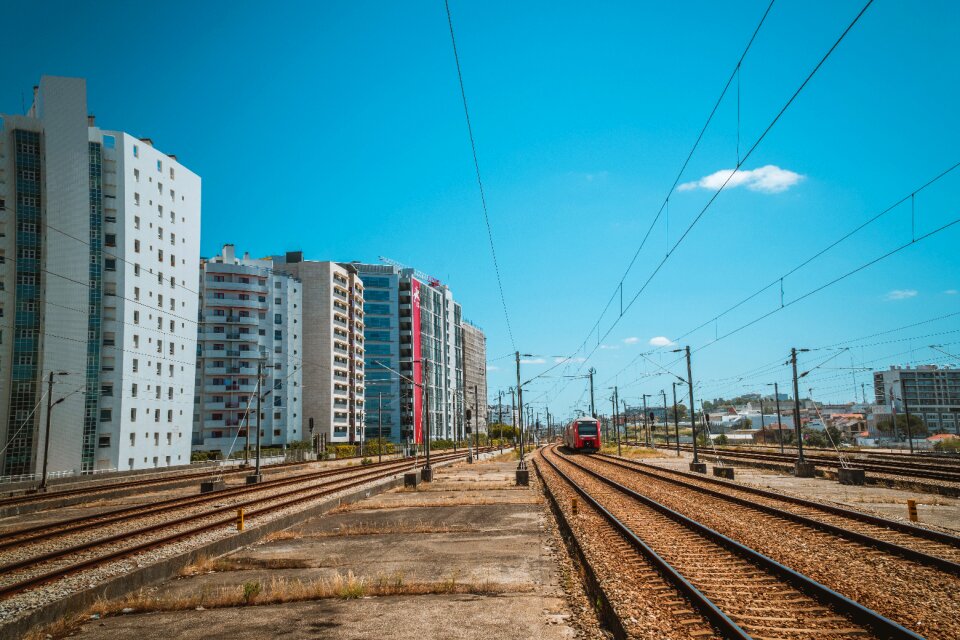 Departure railway station railroad tracks