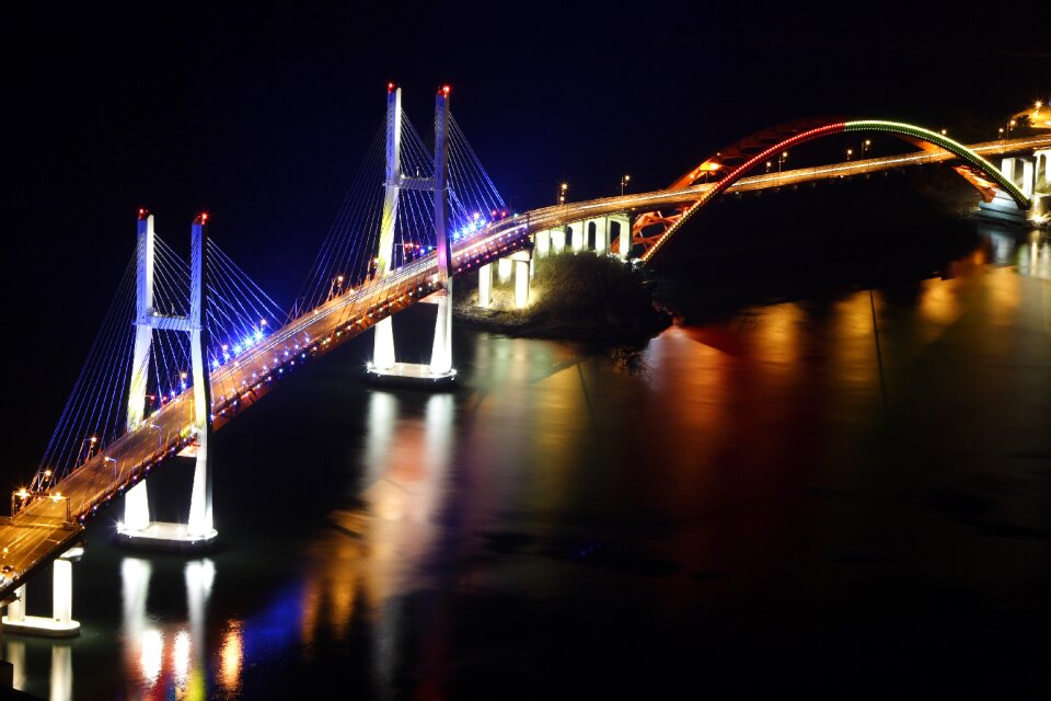 Bridge research education school night view
