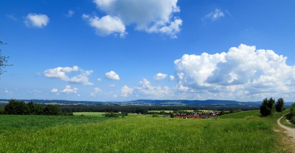 Clouds panorama meadow photo