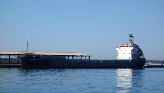 Merchant docked blue