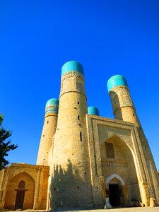 Uzbekistan mosque blue sky