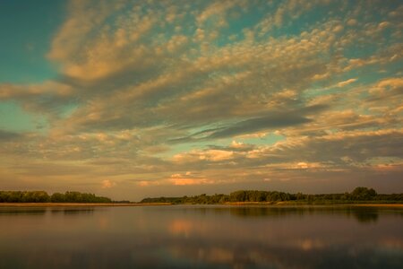 Dawn sky river photo