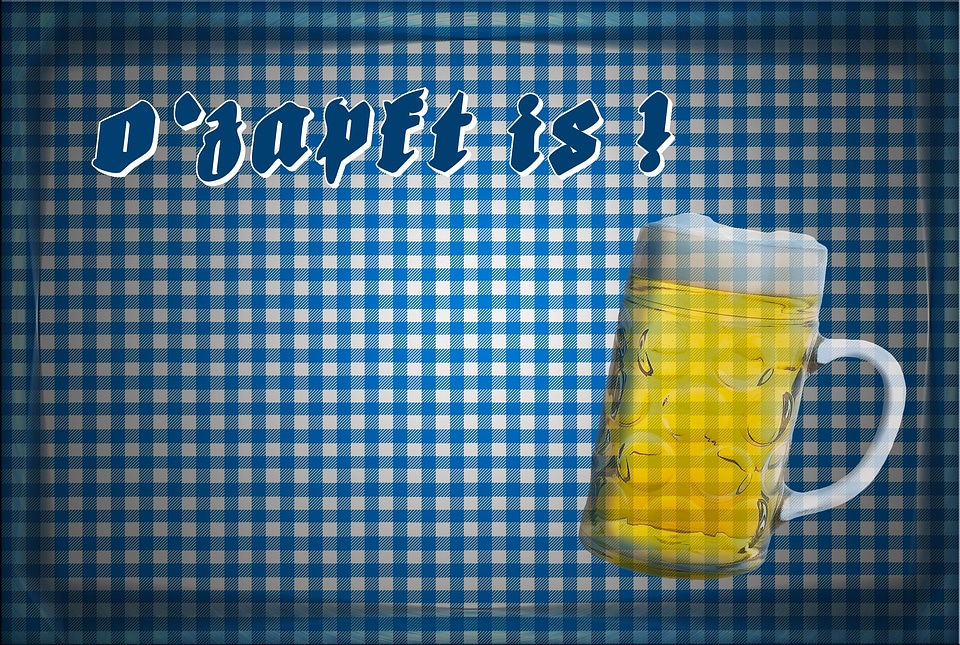 White checkered beer glass