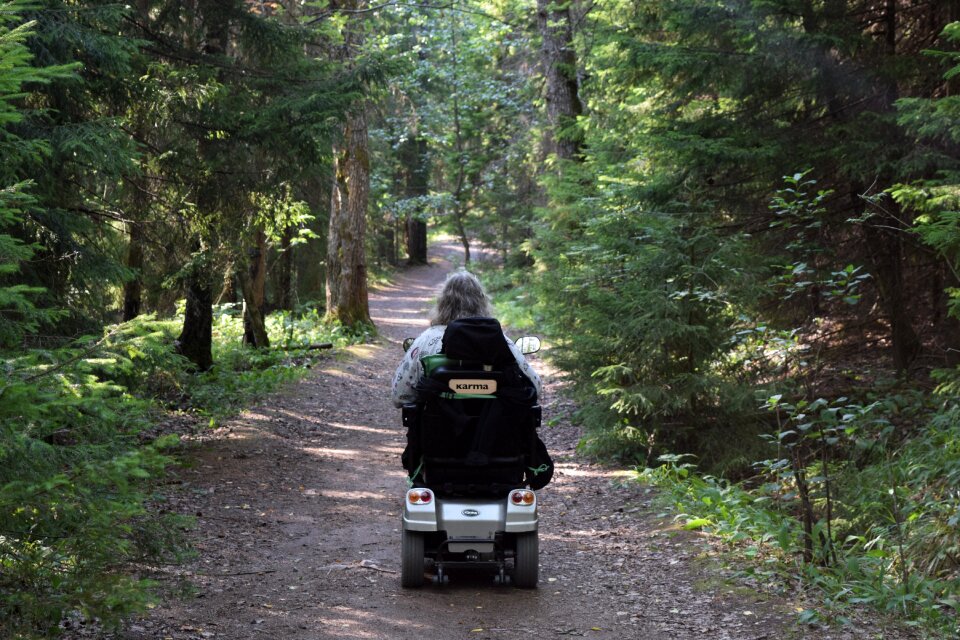 Senior scooter nature path