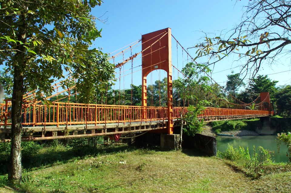 Suspension bridge ropes river