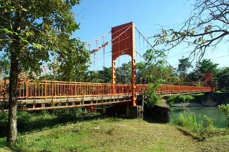 Suspension bridge ropes river
