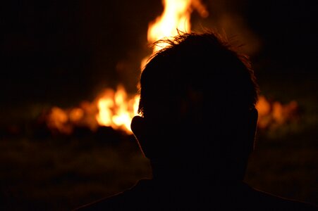 Flame burn man