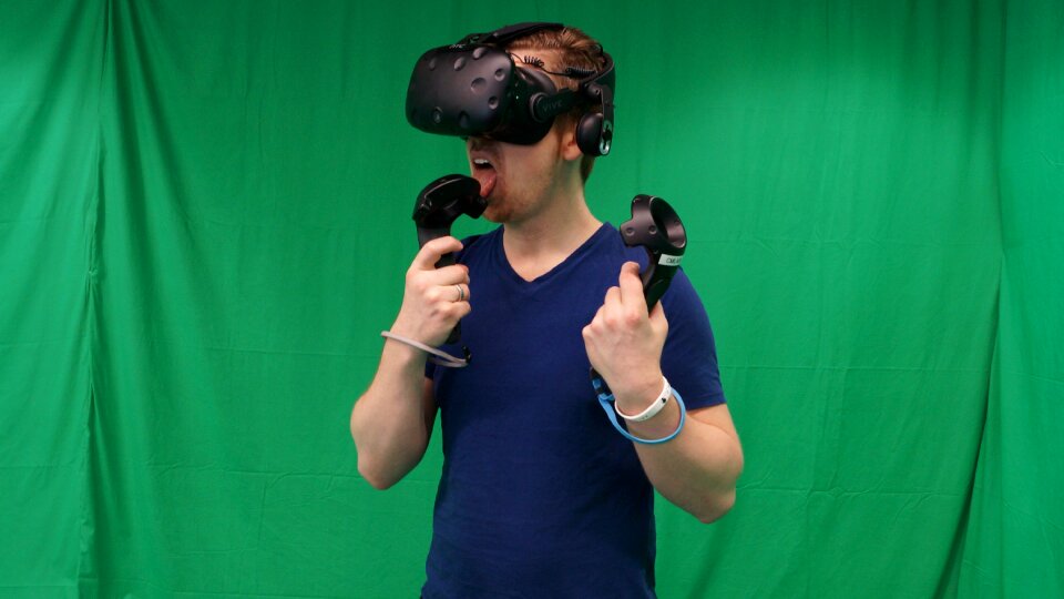 Technology blue shirt hmd