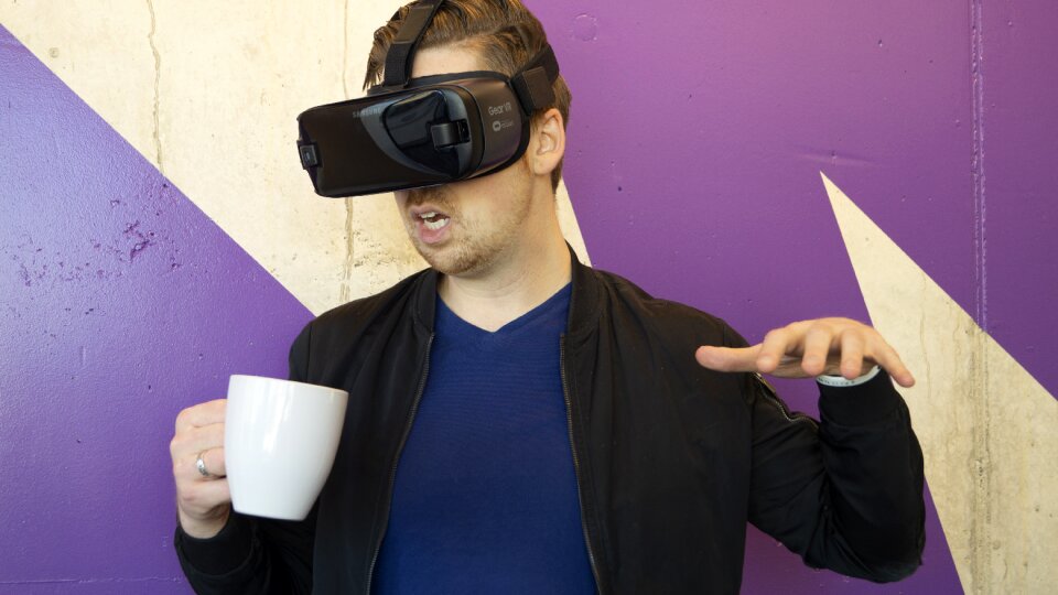 Technology blue shirt hmd