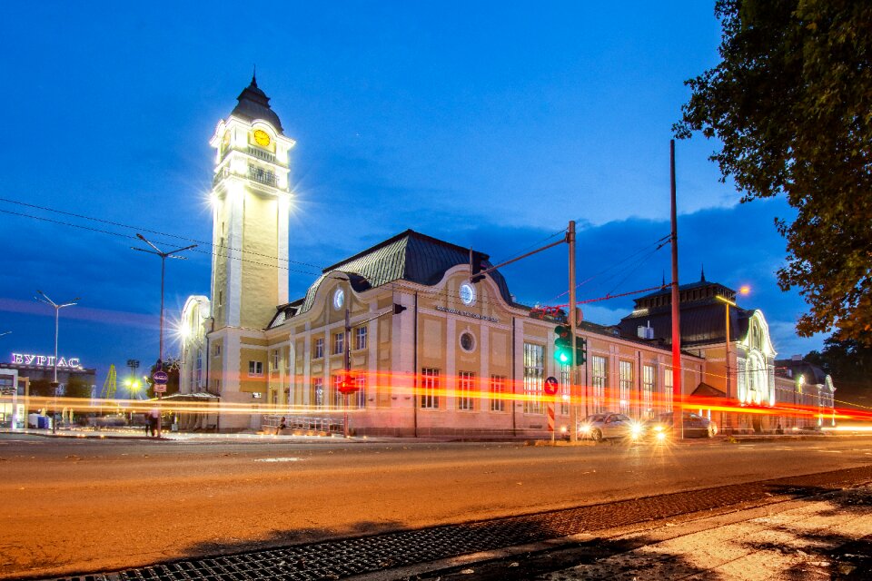Landscape night photography blue train